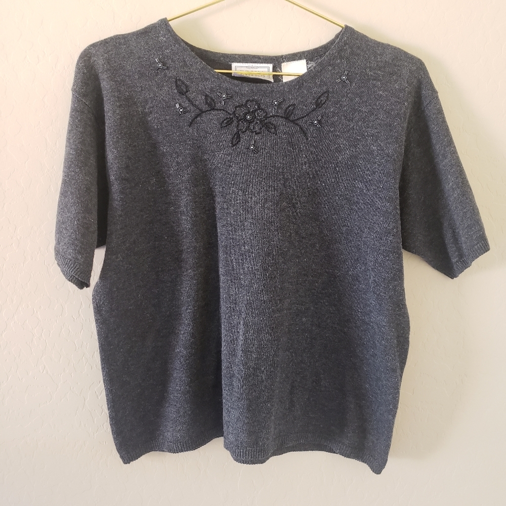 Vintage Erika Studio Short Sleeve Sweater Top L